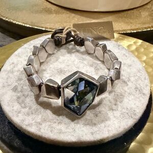 NWT UNO de 50 Silver Bracelet with Faceted Blue-Green Stone
